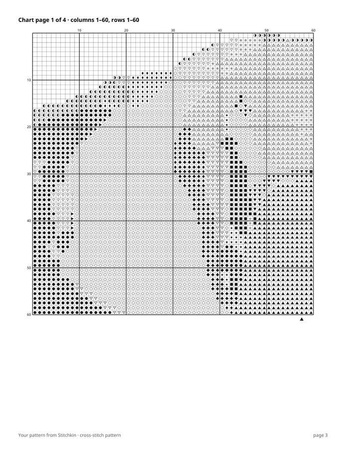 A page of the black-and-white symbol chart with row and column numbers