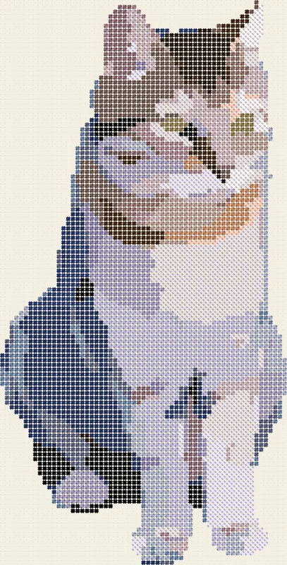 The cat as a stitched cross-stitch pattern